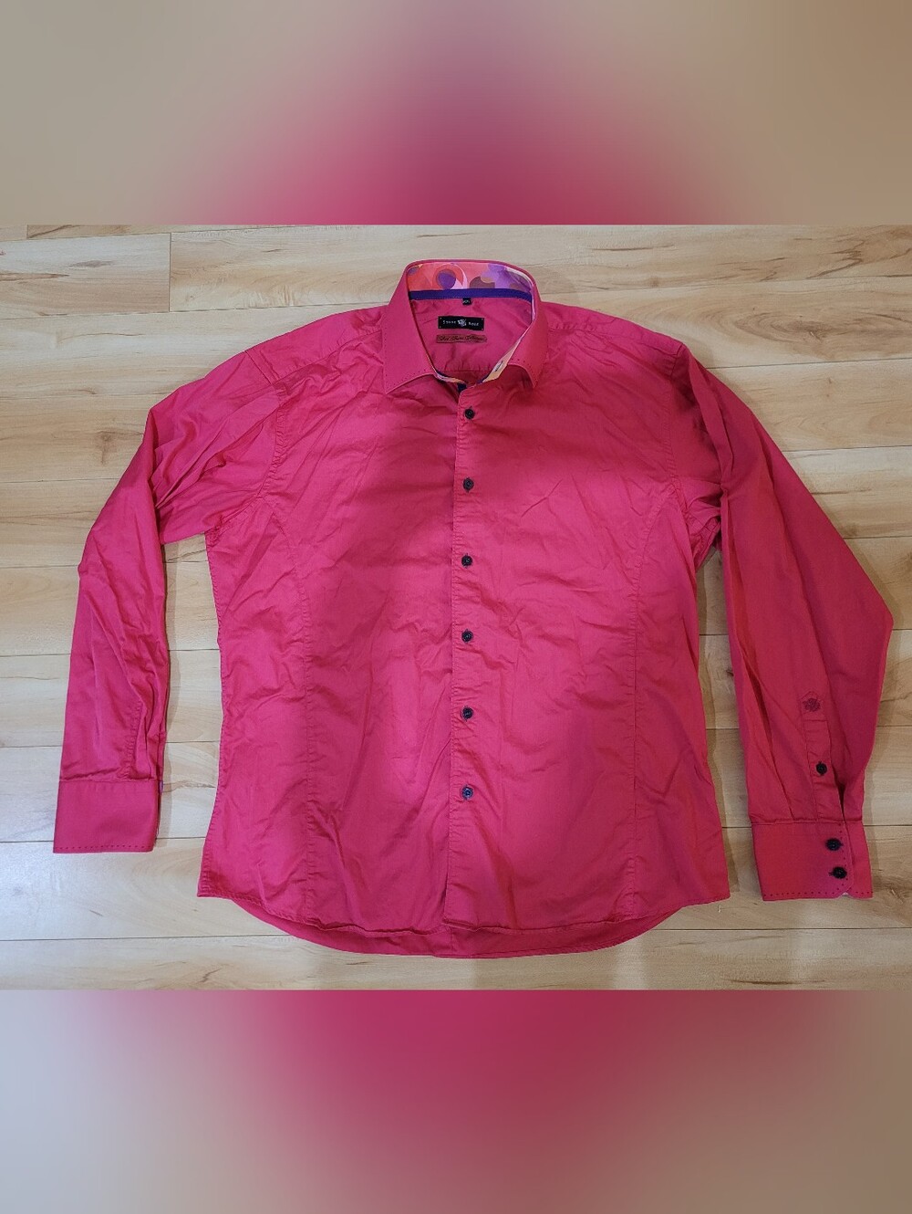 Stone Rose men's size 2XL pink button up long sleeve shirt